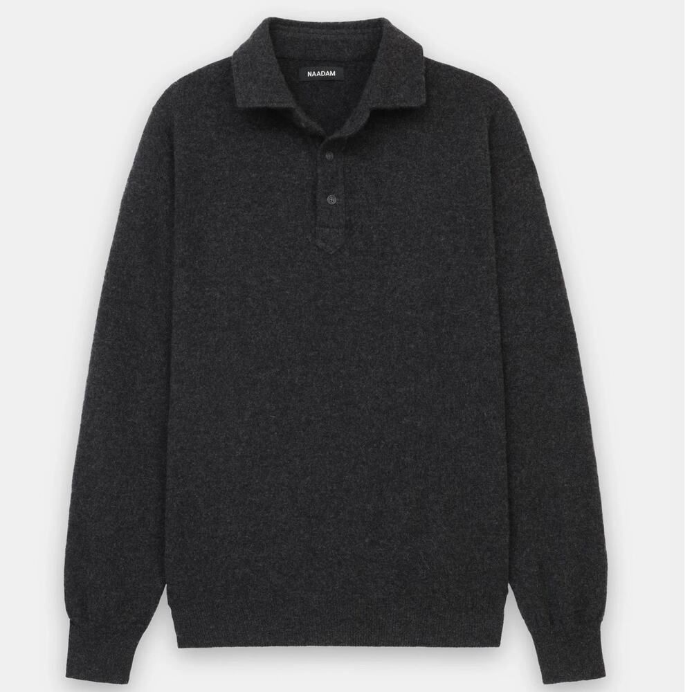 Naadam Signature Cashmere Long Sleeve Polo Sweater